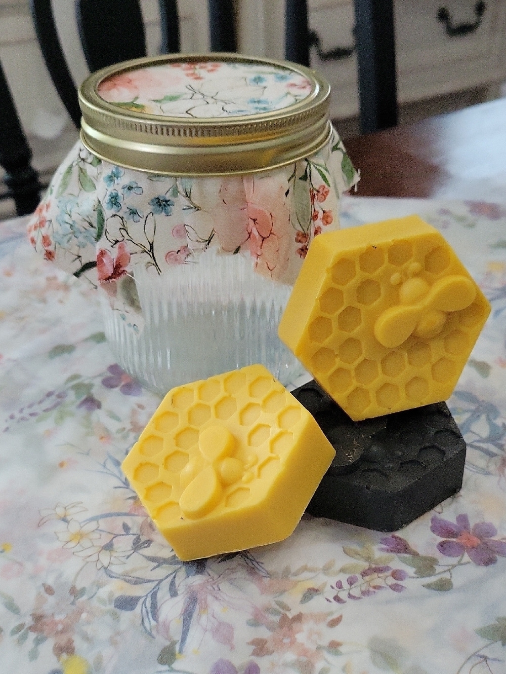 Handmade Tallow Gardeners Hand Soap , Honeycoomb Shaped Garden Soap.